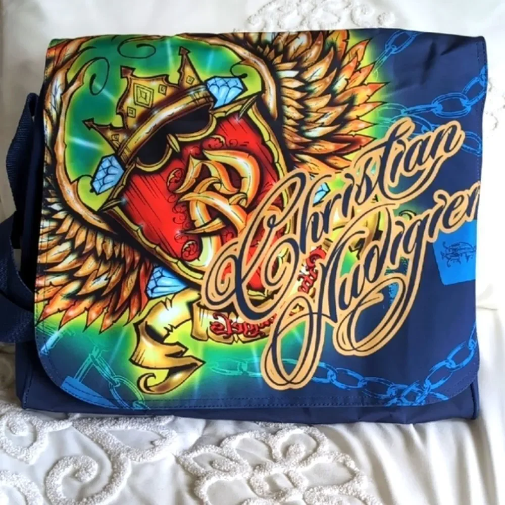 Vintage Y2K Christian Audigier /Ed Hardy XLarge Crossbody/Messenger Bag